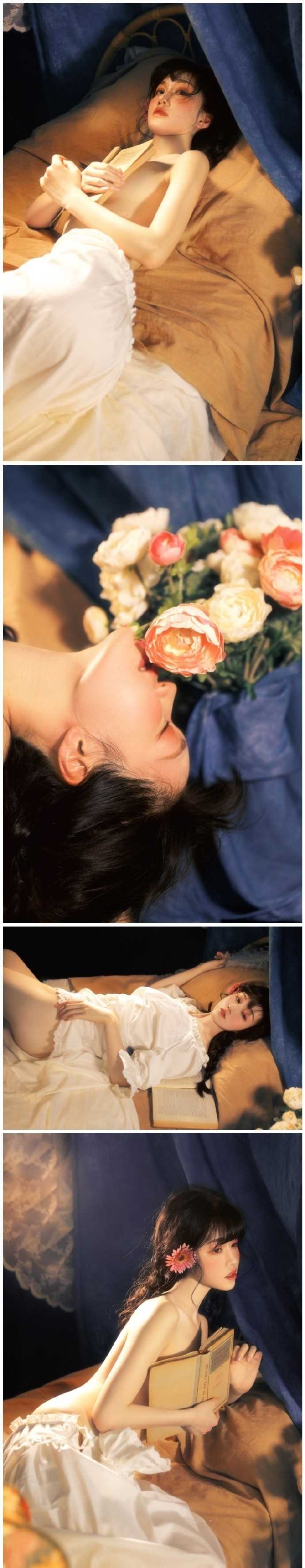 神仙颜值美女一字肩白裙唯美艺术合集