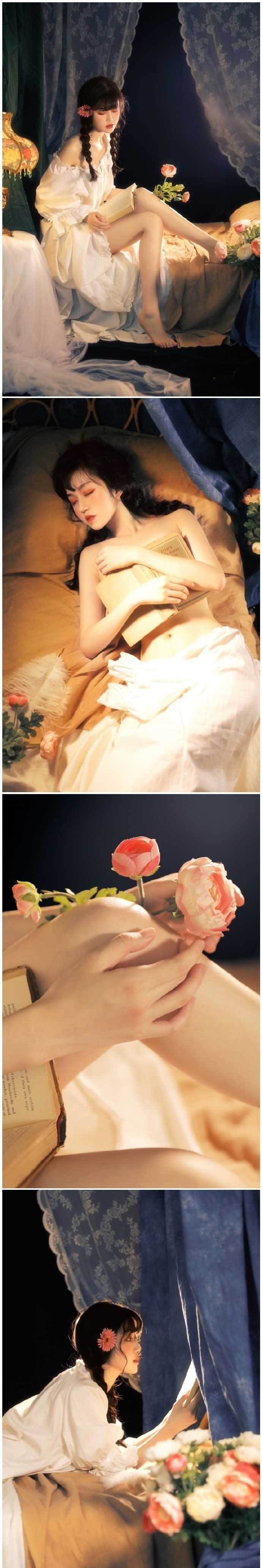 神仙颜值美女一字肩白裙唯美艺术合集