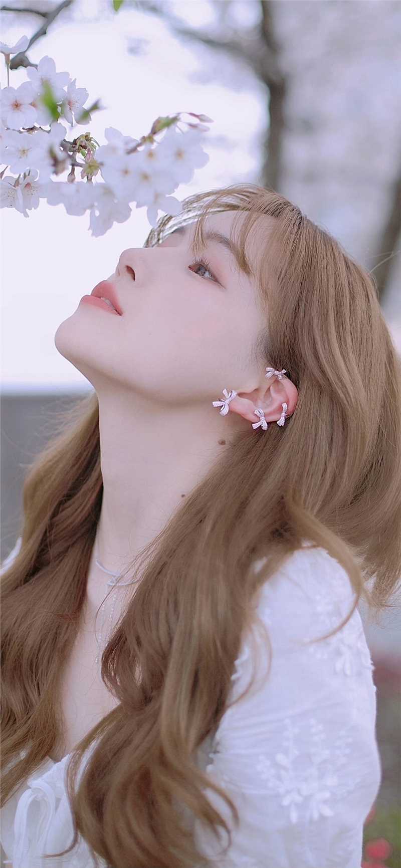 高清韩系风格美女樱花树下白裙清纯甜美风合集图集