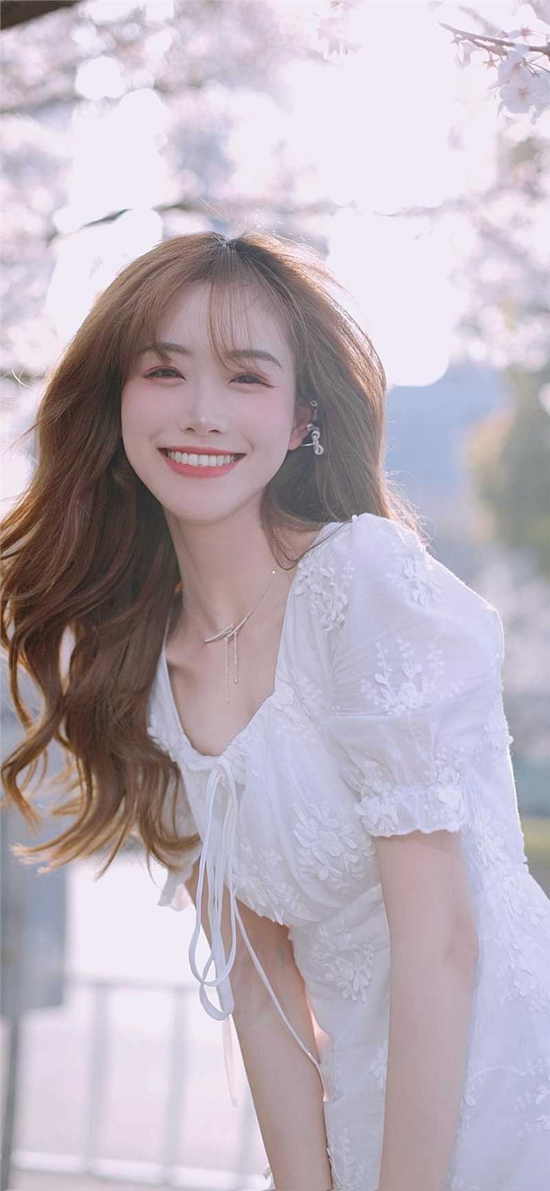 高清韩系风格美女樱花树下白裙清纯甜美风合集图集