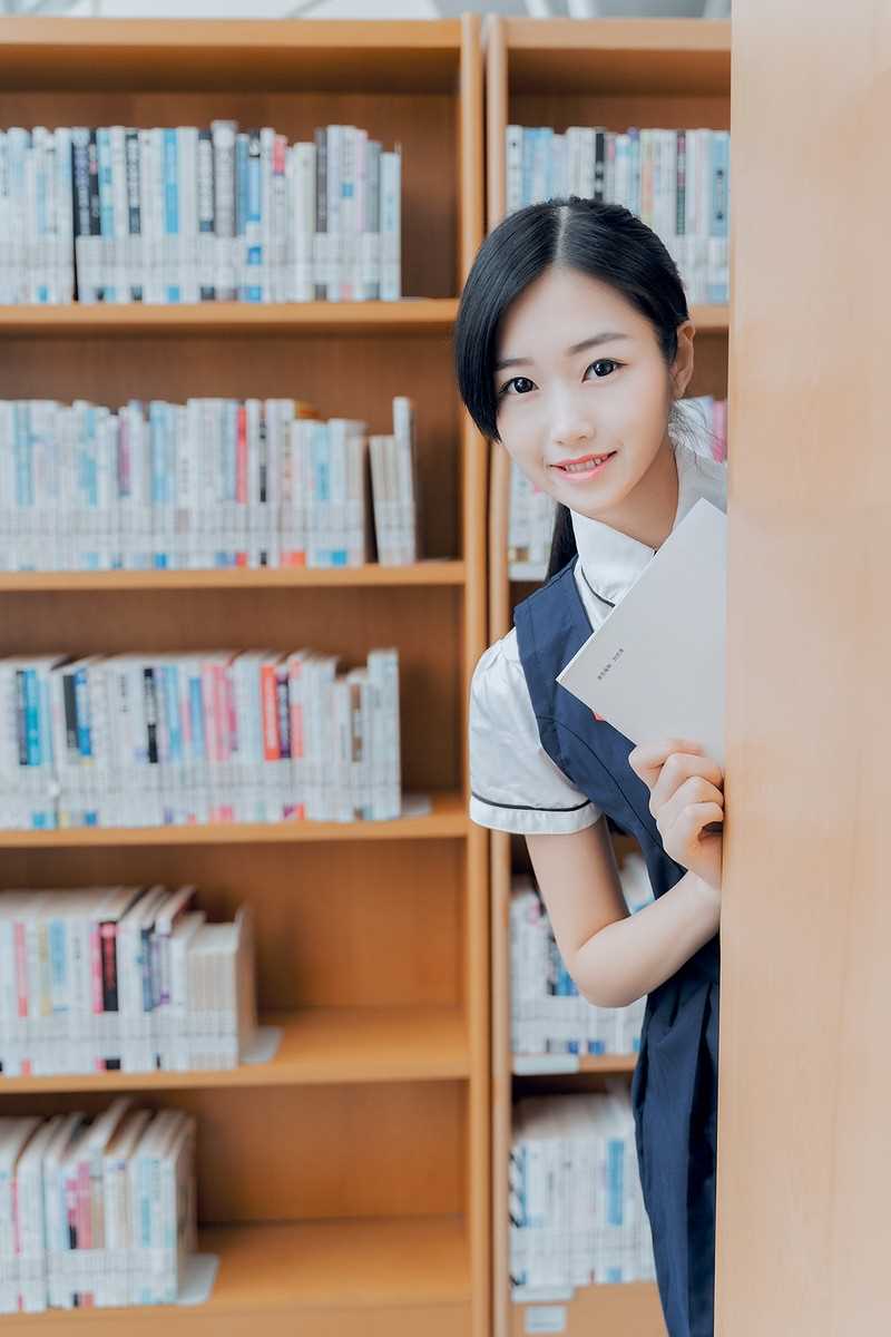 特别专辑大学校花JK制服图书馆内甜美风摄影图片图片