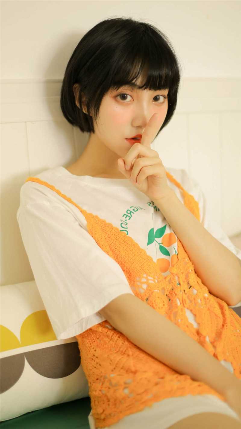 优质森系少女橙色马甲日系风格甜美艺术照相册