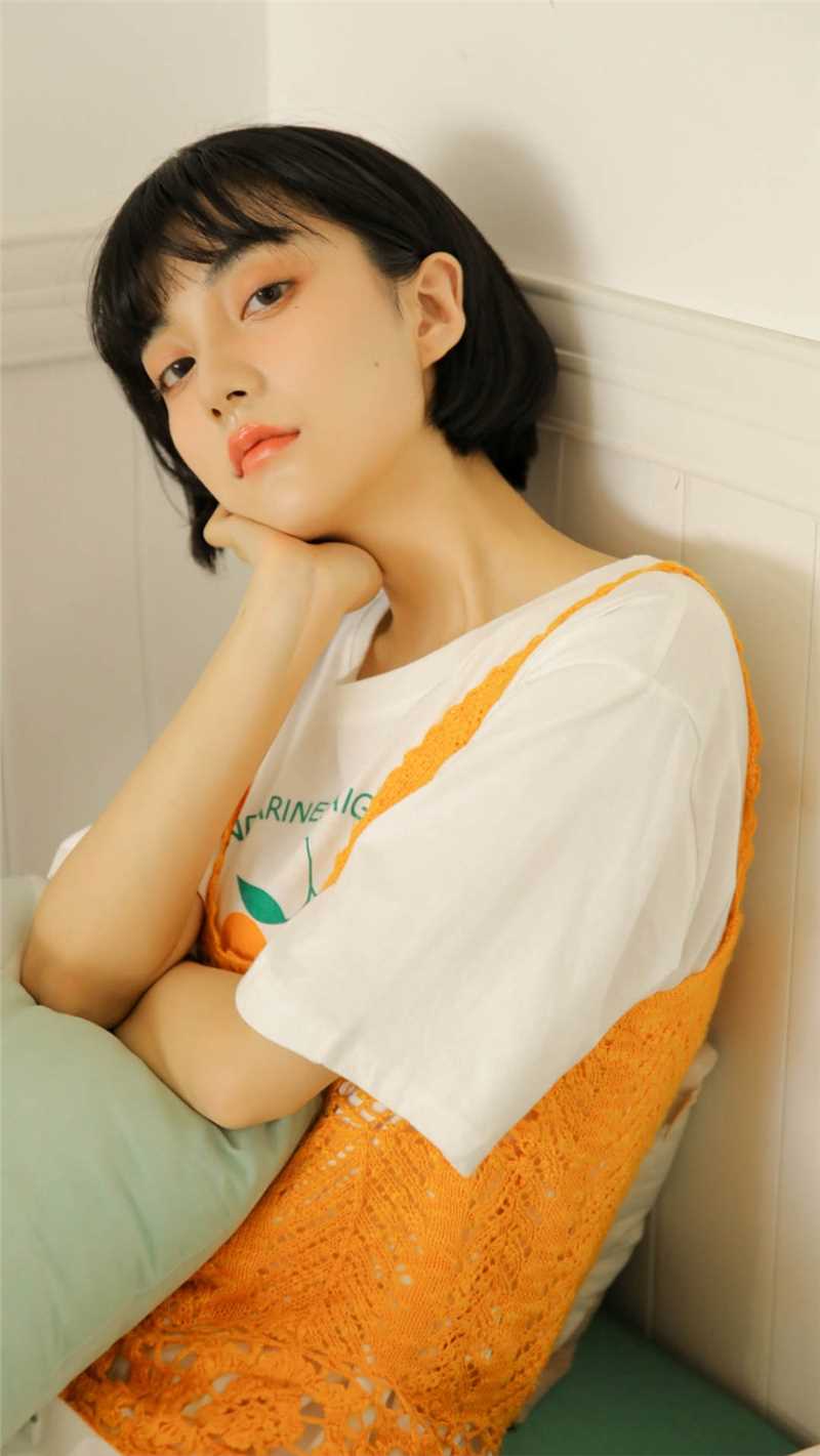优质森系少女橙色马甲日系风格甜美艺术照相册