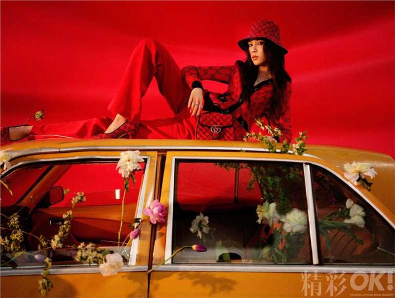 最全宋妍霏时尚芭莎复古红色率性封面相册