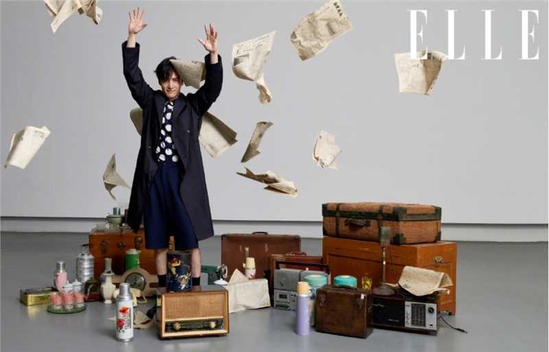 优质胡歌黑色西装ELLE封面复古时尚大片相册