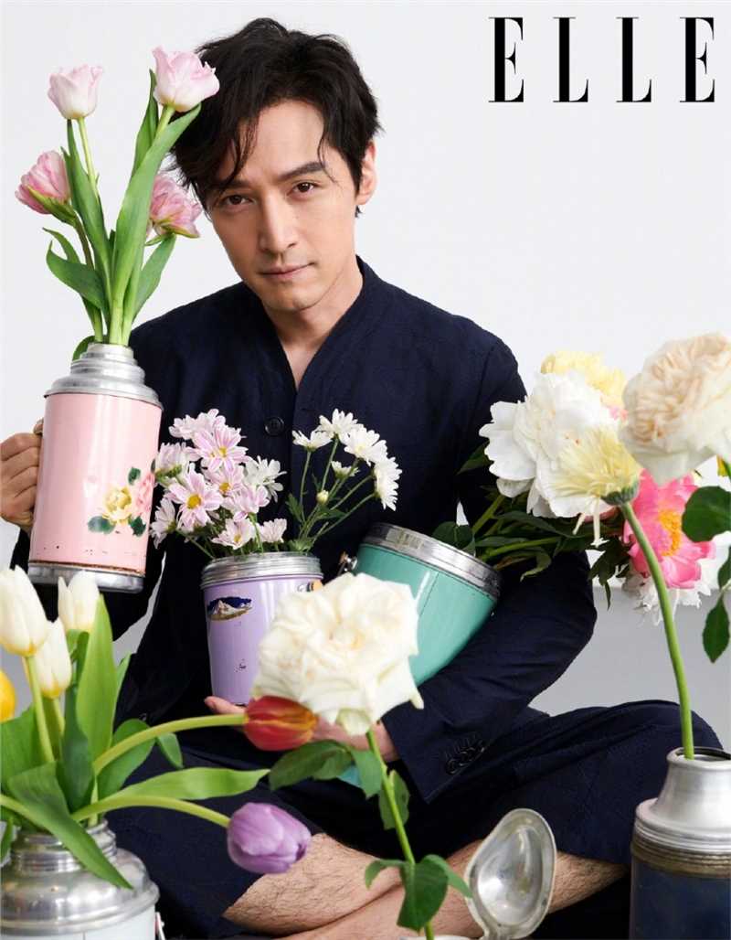 优质胡歌黑色西装ELLE封面复古时尚大片相册