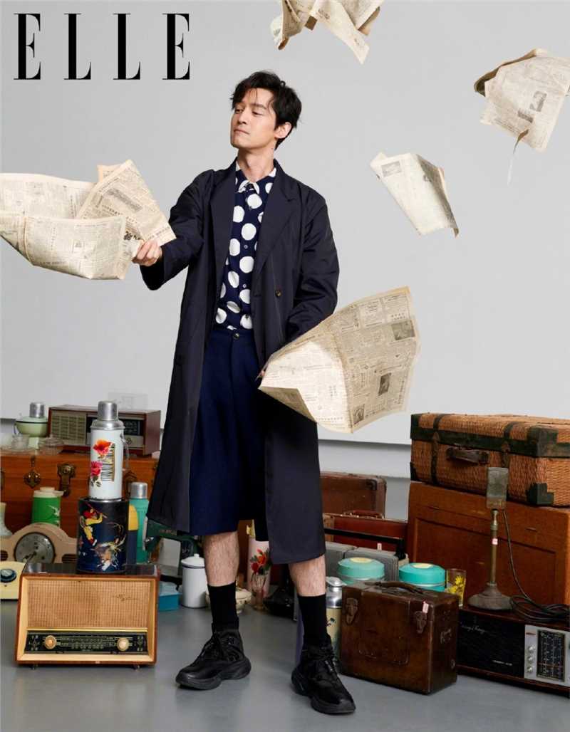 优质胡歌黑色西装ELLE封面复古时尚大片相册