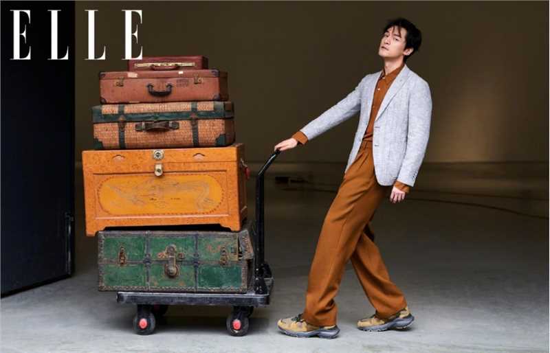 优质胡歌黑色西装ELLE封面复古时尚大片相册