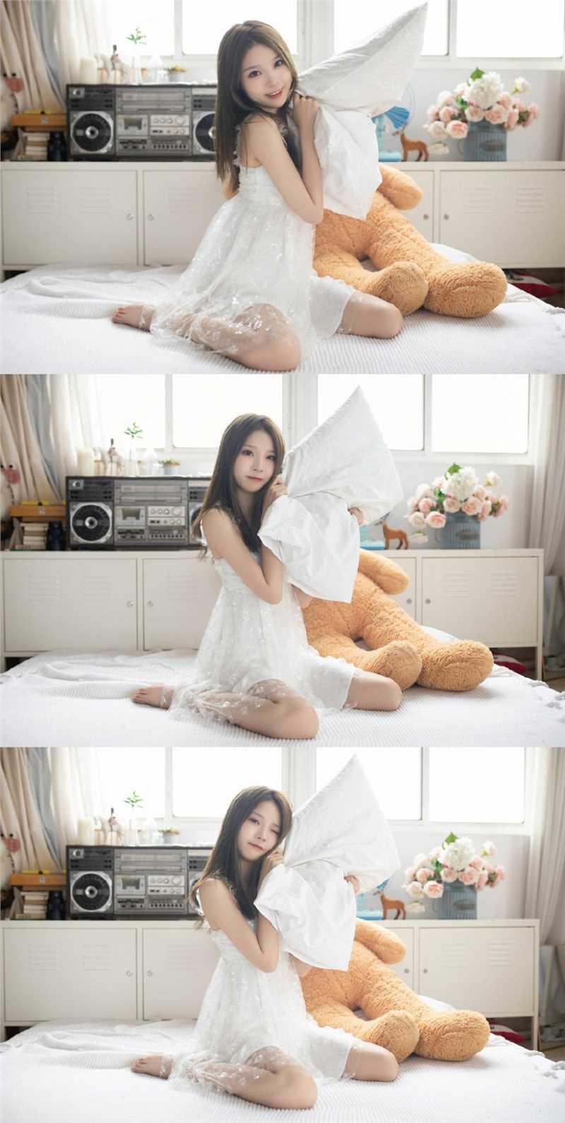 神仙颜值美女白色吊带裙性感图片