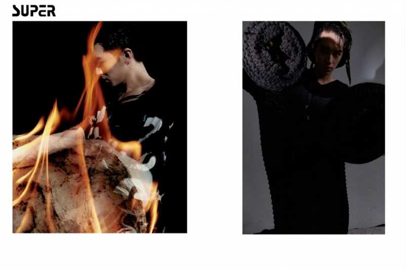 许魏洲魅惑光影灰色西装SUPER时尚杂志封面