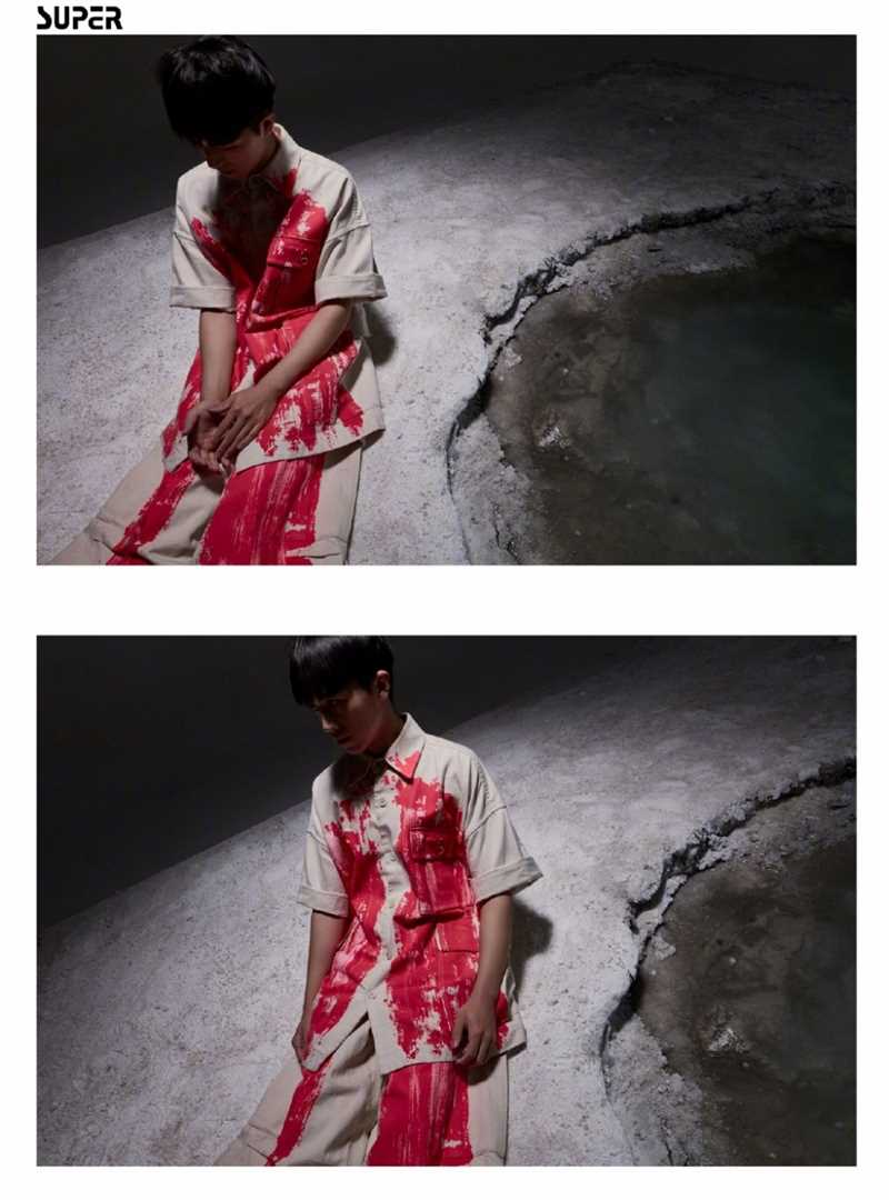 许魏洲魅惑光影灰色西装SUPER时尚杂志封面