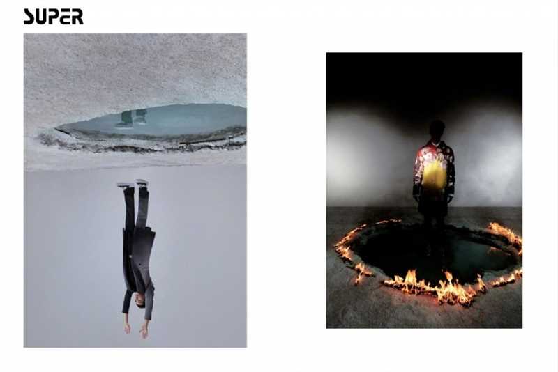 许魏洲魅惑光影灰色西装SUPER时尚杂志封面