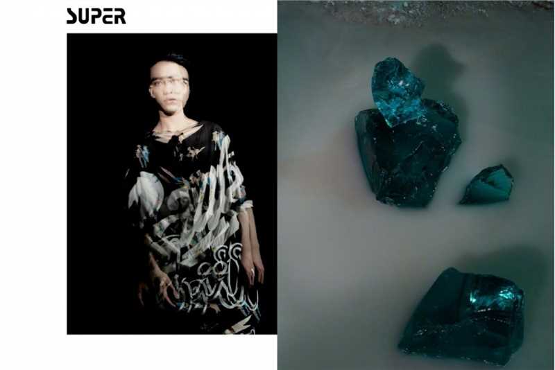 许魏洲魅惑光影灰色西装SUPER时尚杂志封面