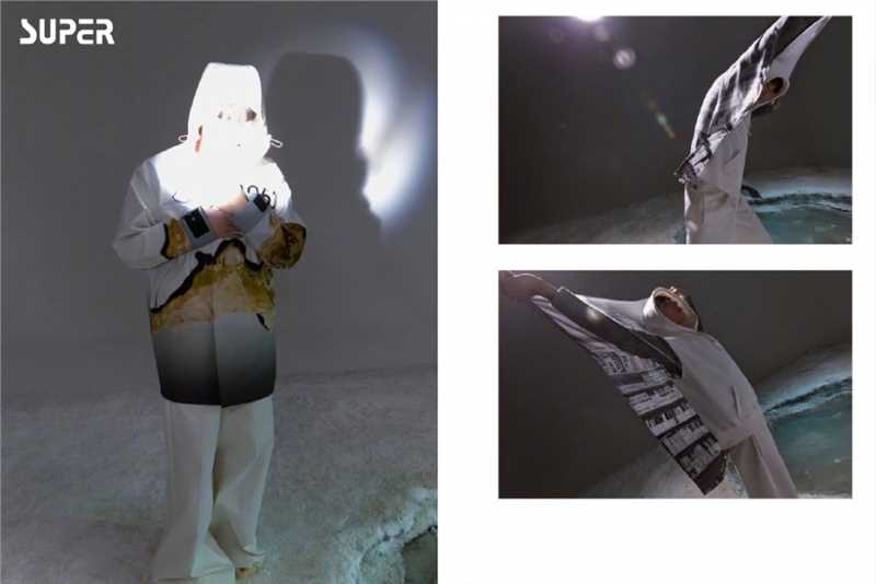 许魏洲魅惑光影灰色西装SUPER时尚杂志封面