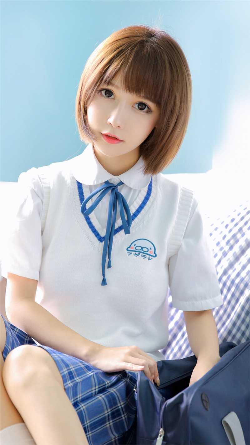 精选校园女神蓝白JK制服清新甜美风艺术照图册