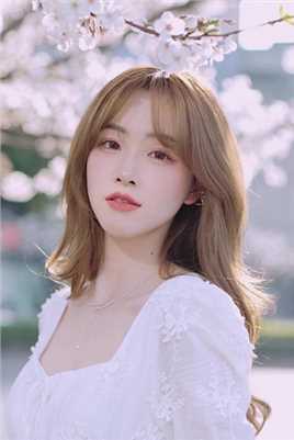 高清韩系风格美女樱花树下白裙清纯甜美风合集图集